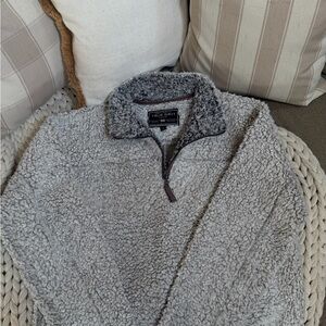 True Grit Men's Zip Up Sherpa Sweater - Light Gray